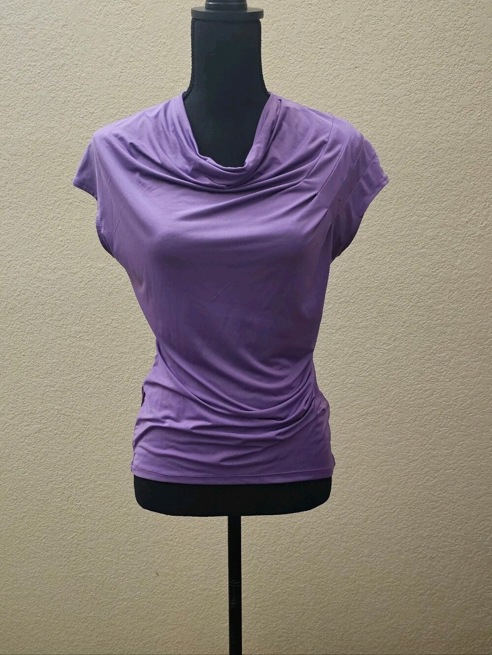 Worthington Lavender Cowl Neck Short Sleeve Top